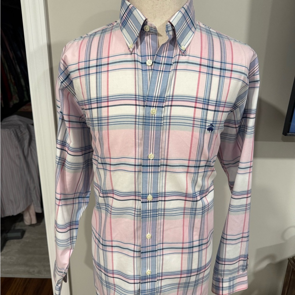 Brooks Brothers Pink and Blue Checkered Shirt